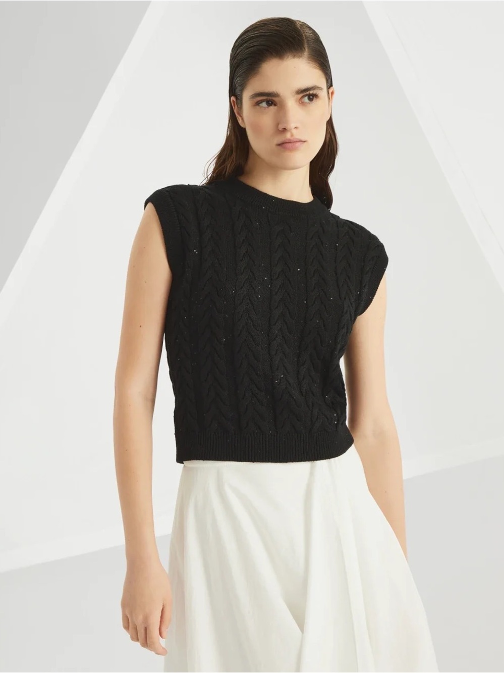 BNWT!!! Brunello Cucinelli Cotton Dazzling Double Cable Sweater Vest - Size M - Picture 2 of 11